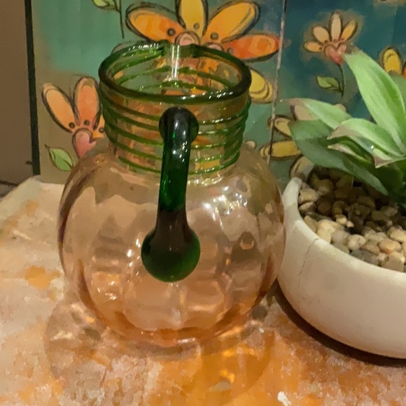 Gorgeous art deco colorful clear glass pitcher - Picture 4 of 8